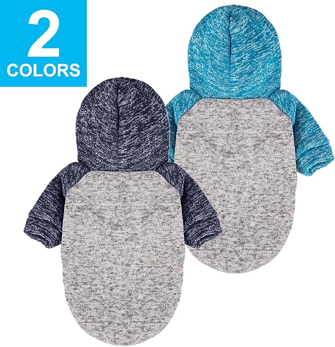 Dog Sweater, Dog Sweaters for Small Dogs, 2, 3 Pack Warm Soft Pet Clothes for Puppy, Medium Large Cat, Dogs Girl or Boy, Dog Shirt for Winter Christmas (Hoodie Grey,Navy+Grey,Blue, XX-Small)