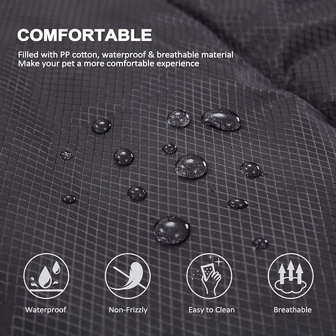 BDEUS Travel Dog Bed, Outdooor Camping Pet Mat, Portable Place Mat with Handle, Easy to Clean, Waterproof & Portable and Odor Resistant Pet Cooling Pad (Large 43" x 25", Black)