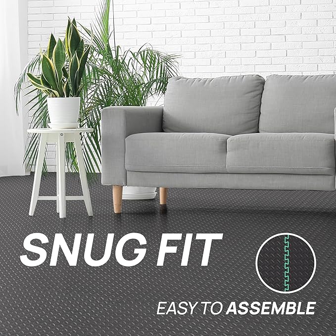 Yes4All 60 SQ. FT Puzzle/Interlocking Exercise Mat Tiles for Home Gym, Exercise EVA Foam Floor Padding with Border for Workout Equipment (Grey)
