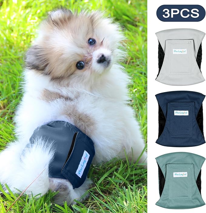 Paw Legend Washable Dogs Diapers Male Dog Belly Bands for Male Dogs Diapers Reusable Puppy & Doggie Diapers Male (3 Pack, Large)