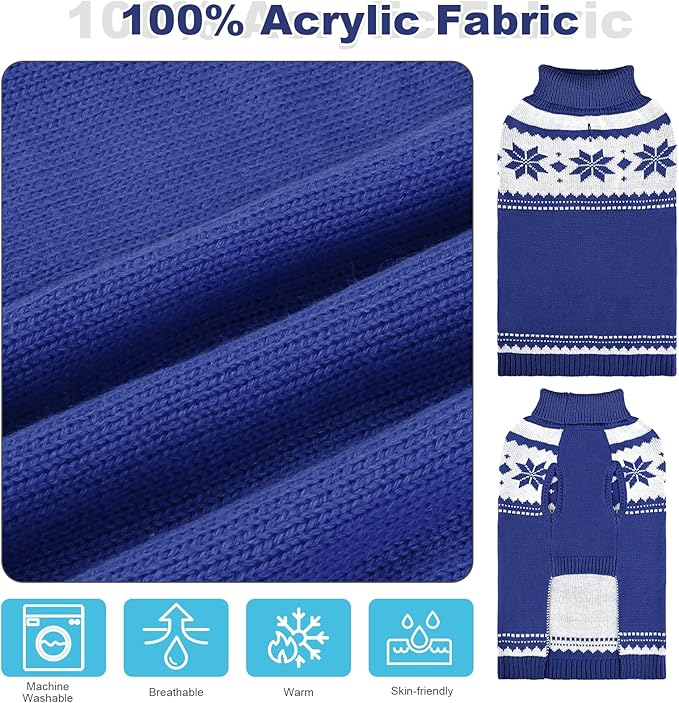 Mihachi Dog Sweater - Winter Coat Apparel Clothes with Colorful Stripes for Cold Weather, Navy Blue S