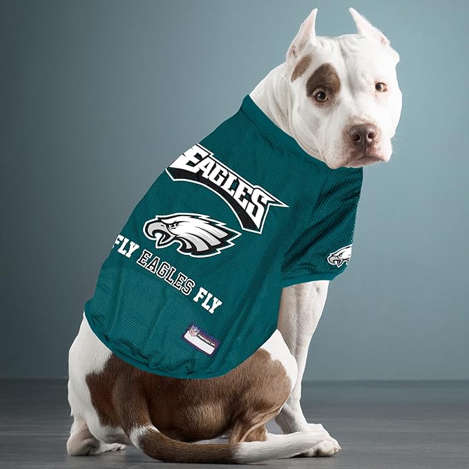 NFL PHILADELPHIA EAGELS RAGLAN JERSEY "Fly Eagles Fly" - Large. CUTEST FOOTBALL JERSEY for DOGS & CATS