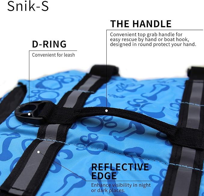 Dog Life Jacket Easy-Fit Adjustable Belt Pet Saver Swimming Safety Swimsuit Preserver with Reflective Stripes for Doggie (M, Blue)