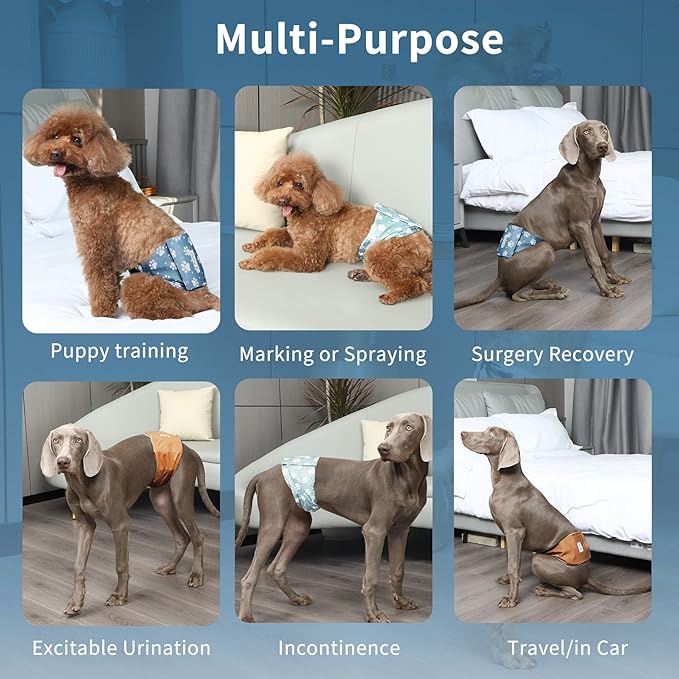 Reusable Dog Belly Bands for Male Dogs Diapers,5 Pack Premium Washable Dog Diapers Male Puppy Nappies Wrap,XS