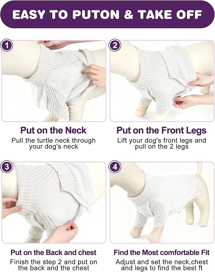 Dog Sweaters for Small Medium Large Dog, Classic Turtleneck Pet Clothes Warm Thermal Doggy Winter Coat, Thick Double Knitting Collar Pullover Cold Weather Puppy Jacket for Indoor & Outdoor Wear