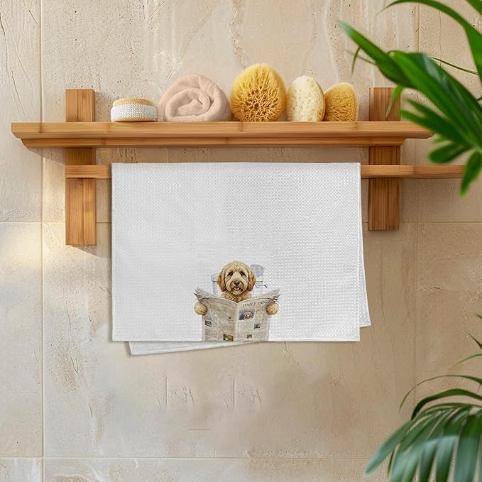 Funny Goldendoodle Dog Gifts Bathroom Hand Towel,Goldendoodle Dogs in Toilet Hand Towel for Bathroom Kitchen Washroom Decor, Golden Doodle Dog Lover Gifts Dish Tea Towels, 16x24 Inch