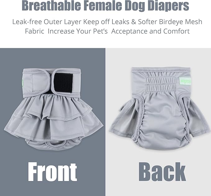 wegreeco Dog Diapers Female (3 Pack), Highly Absorbent Puppy Doggie Dog Diapers for Female Dogs Period, Washable Doggy in Heat, Small Medium Large Size (Medium)