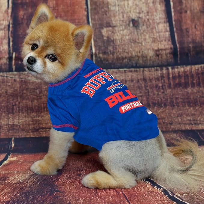 NFL Buffalo Bills Dog T-Shirt for Pets, Size X-Small. Officially Licensed Pet Shirt with Team Logo, Soft Stretchable Comfort Fit Apparel for Dogs & Cats