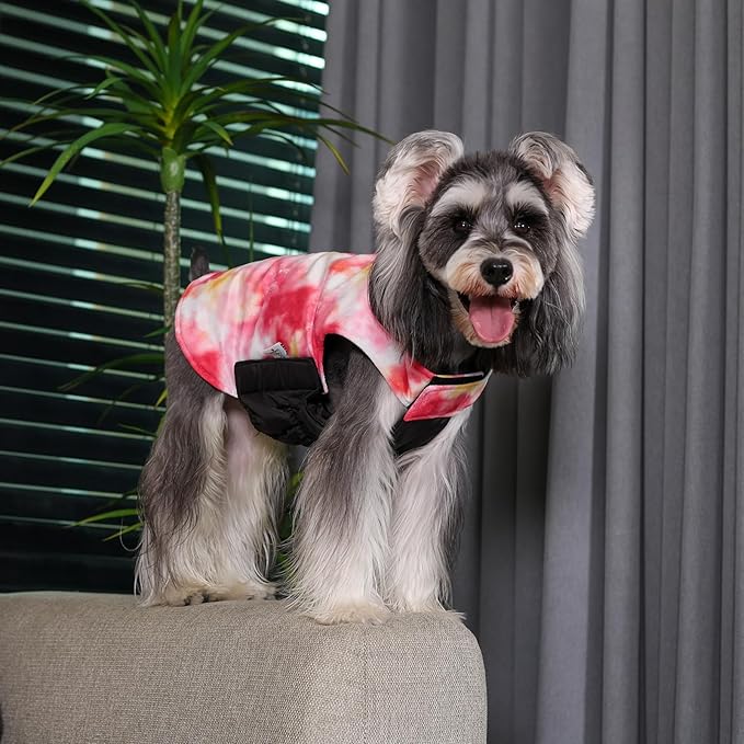 CuteBone Winter Dog Jacket Reversible Vest Soft Coat with Leash Hole for Small to Large Dogs, Windproof, Waterproof, Thick, Adjustable GMF29S