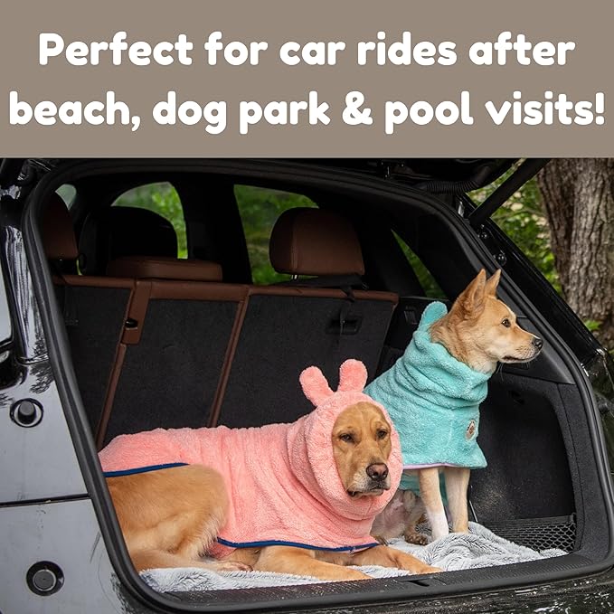 DERPYCHAPPY Premium Dog Towel Robe & Dog Bathrobe for Drying Dogs Made in Korea | Super Absorbent Quick & Adjustable Microfiber Bath Towel for Cats & Puppy Robes After Bath | Soft Warm Coat (Olive L)