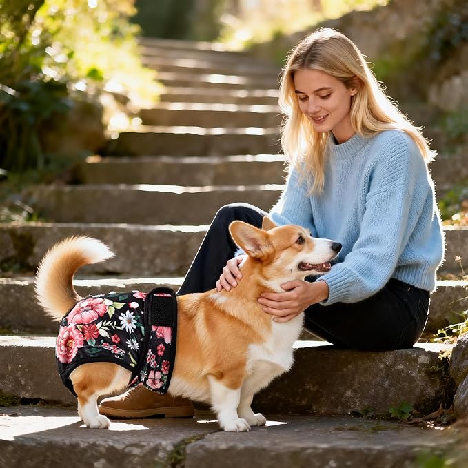 Washable Reusable Female Dog Diapers(5 Pack) Small Medium Large Doggie Puppy & Doggy Dog Diaper, Period Panties in Heat Medium