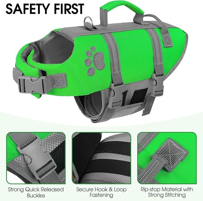 Queenmore XS Dog Life Jacket, Puppy Life Jackets for Small Dogs, Small Dog Life Vest for Swimming, Lightweight Extra Small Dog Life Vest with Handle Adjustable Dog Life Vest for Boating, Cat Lifevest