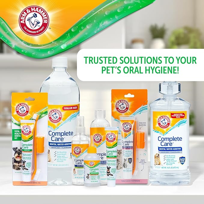 Arm & Hammer Complete Care Dental Gel Dog Toothbrush Kit, Gel Dog Toothpaste, Toothbrush, Finger Brush, Fresh Breath, Tartar Control, Baking Soda Enhanced Pet Dental Supplies, Chicken Flavor, 2.5oz