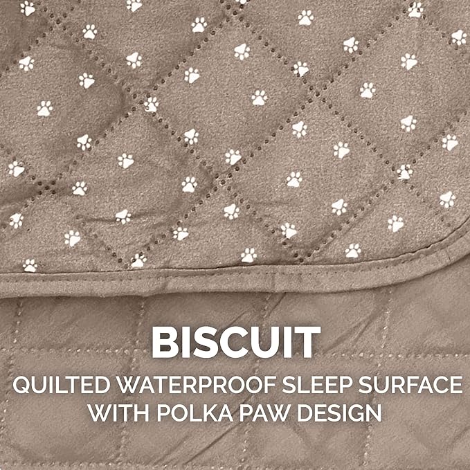 Furhaven Water-Resistant & Reversible Large Sofa/Couch Cover Protector for Dogs, Cats, & Children - Quilted Polka Paw Living Room Furniture Cover - Biscuit Brown, Large Sofa