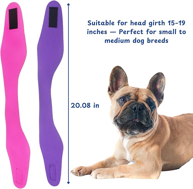2pcs Dog Ear Covers for Swimming, Ear Protection for Dogs Bathing, Dog Bath Supplies, Ears Wrap for Dogs, Waterproof Ears Covers Swimming Cap, Adjustable Shower Cap, Puppy Swim Cap (Purple, Pink, M)