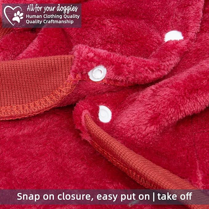 FabriCastle Dog Hoodie Sweater for Small Dogs Boy and Girl, Dog Clothes XS XXS Puppy Sweatshirt, Pet Outfit, Cat Clothing Super Soft Warm Snap On Closure (Wine red, Small)
