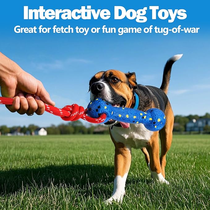 Mity rain Floating Dog Toys –E-TPU Water Pool Fetching Toy with Rope for Small Medium Large Pet, Bumper Shape Indestructible Interactive Dog Chew Toys for Summer Outdoor Training Fun (Blue)