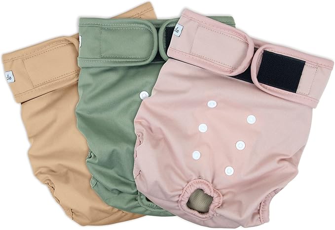 Washable Female Dog Diapers - Premium Reusable Diapers for Doggie in Heat - Highly Absorbent Dog Diapers Female for Pet Incontinence with Adjustable Snaps (Pink, XXL)