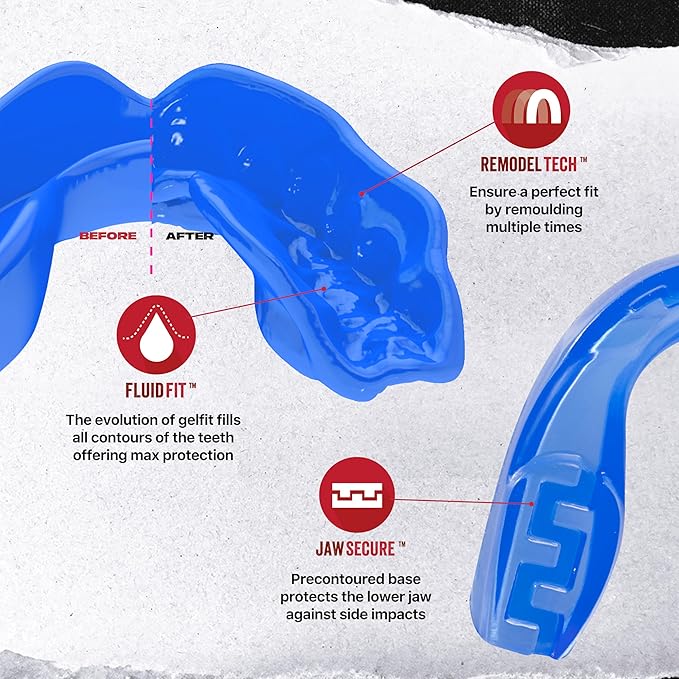 SAFEJAWZ Mouth Guard, Elements Dual Layer Mouthguard for Adults & Youth with Case, Easy Fit Remoldable Mouthpiece for Football, Boxing, Lacrosse, MMA, Basketball & All Contact Sports