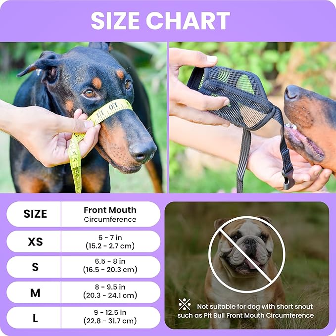 Flintstone Muzzle for Large Sized Dog – Soft Air Mesh Breathable Dog Mouth Guard | Muzzl to Prevent Biting Chewing | No Bark Muzle XX-L 11.5”-16”