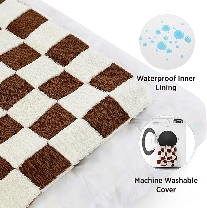 LE SURE Dog Beds Medium Size-Thick Shredded Chopped Foam Pet Bed as Gift for Indoor with Removable Cover, Cute Modern Fuzzy Plush & Anti Slip Bottom, Brown
