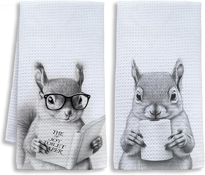 Funny Squirrel Bathroom Hand Towels, Kids Bathroom Decor, Gifts for Squirrel Lovers Hand Towels for Kids Bath Room Washroom, Animal Lovers Gifts, 16x24 Inch Set of 2