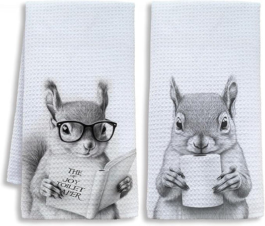 Funny Squirrel Bathroom Hand Towels, Kids Bathroom Decor, Gifts for Squirrel Lovers Hand Towels for Kids Bath Room Washroom, Animal Lovers Gifts, 16x24 Inch Set of 2