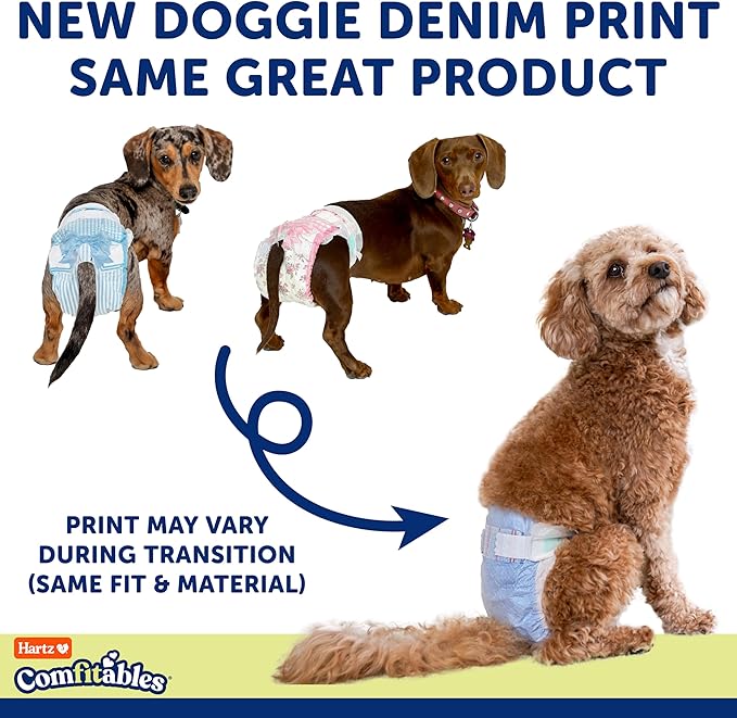 Hartz Comfitables Disposable Dog Diapers, Size XS 12 Count, Comfortable & Secure Fit, Easy to Put On, Super Absorbent Male and Female Diaper