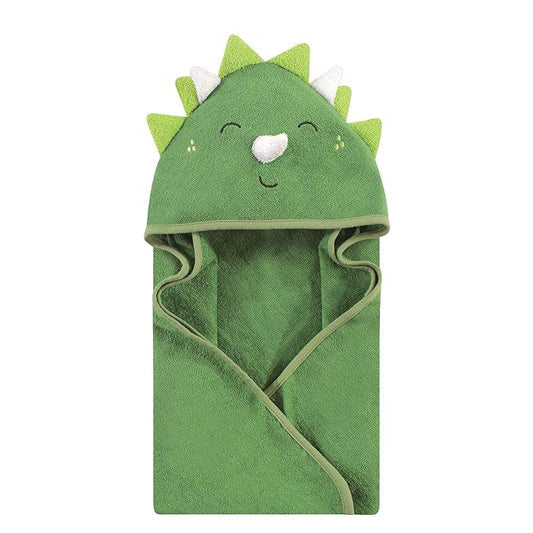Hudson Baby Unisex Baby Cotton Animal Face Hooded Towel, Dinosaur, One Size