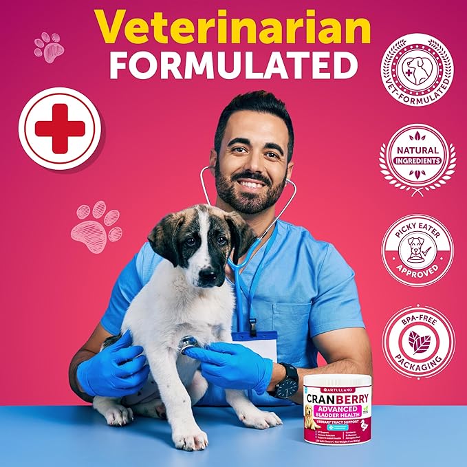 Dog UT Treatment - Cranberry Chews for Dogs - Urinary Tract & Bladder Support Supplement with Natural Cranberry Extract - Tasty 120 Soft Bites for Daily Wellness with Fish Oil, Pumpkin, D-Mannose