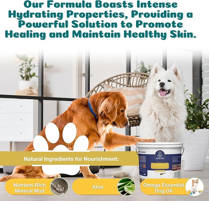 Worldwide Nutrition Madra Mor Milk & Honey Mud Spa Bath for Dogs | Dog Bath for Dog Grooming | Dog Coat Skin Care Products | 7.5lb Pail Mud Bath Dog Essentials with Multi-Purpose Key Chain, brown