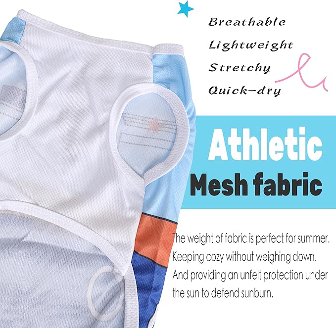 4 Pack Mesh Dog Shirts for Small Dogs: Stretchy Dog Clothes with Cute Patterns, Size XXS-XL Fit for 2-16lb Dogs Pet T-Shirts, Girl & Boy Puppy Clothes for Spring Summer (Blue Set, Large)