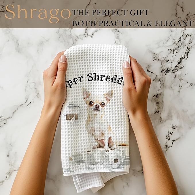 Funny Shredder Chihuahua Bathroom Hand Towels, Chihuahua Gifts for Women Men, Dog Lover Gifts Hand Towels for Bath Room Washroom, Dog Bathroom Decor, 16x24 Inch