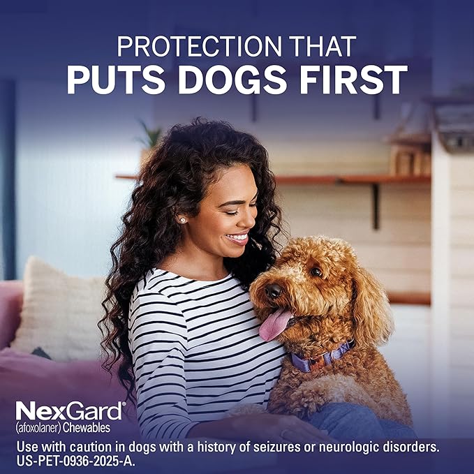 NexGard® (afoxolaner) Flea and Tick Protection for Dogs Oral Soft Beef Flavored Chewables,10.1 to 24 lbs. (Blue Box) 6 Chews (6 Month Supply)