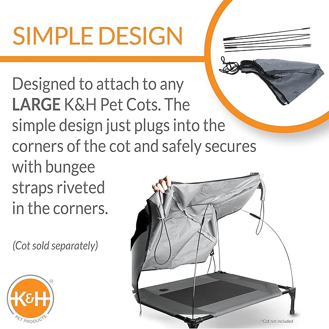 K&H Pet Products Pet Cot Canopy - Gray, Large 30 X 42 Inches