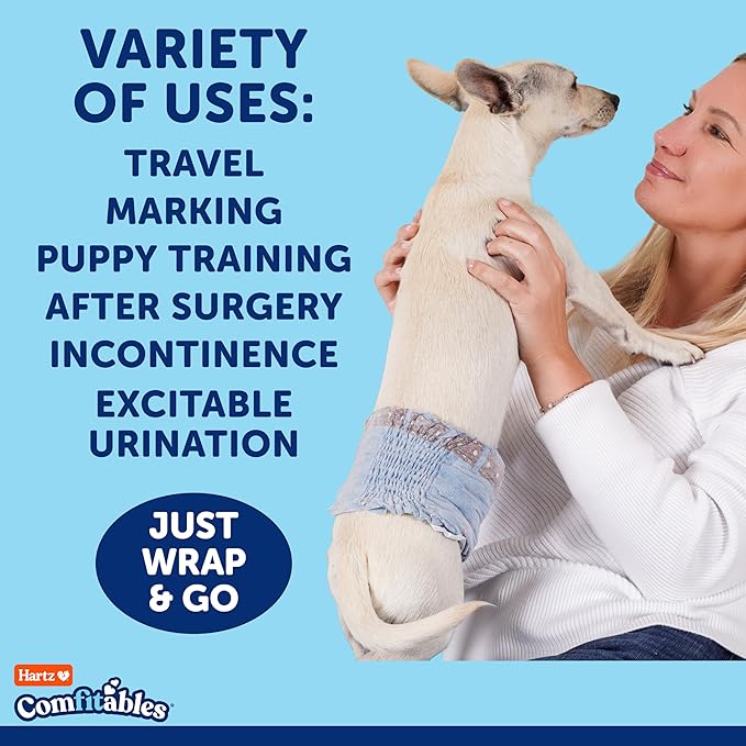 Hartz Comfitables Disposable Male Dog Wraps with Stretchy Waistband, Large 12 Count