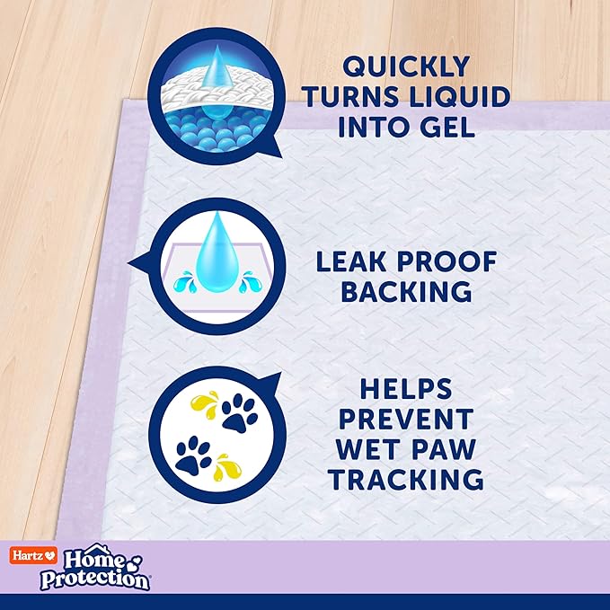 Hartz Home Protection Super Absorbent Odor Eliminating Lavender Scented No Leak Dog Pads, XXL 40 count