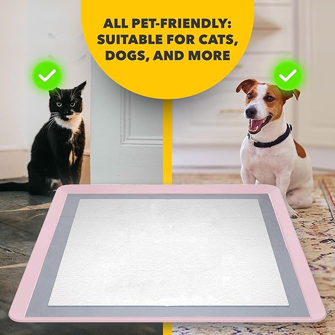 TidyFriend 2 Pack Dog Pee Pad Holder Tray - Fits Up to 24” x 24” Pee Pad Holder for Dogs - Stable Grip, Raised Edges, Quick-Wipe Silicone Surface Dog Pad Holder for Indoor Flooring Protection (Rose)