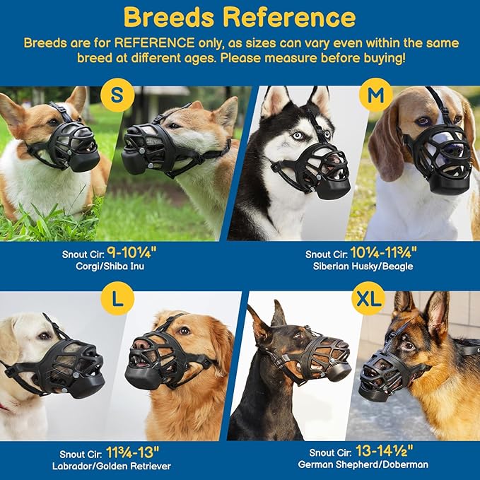 BARKLESS Basket Muzzle for Dogs, Humane Muzzle to Prevent Biting and Scavenging, Snap-on Treat Cover Helps Dog Acclimatize Mouth Cover, Adjustable Cage Muzzle for Positive Training