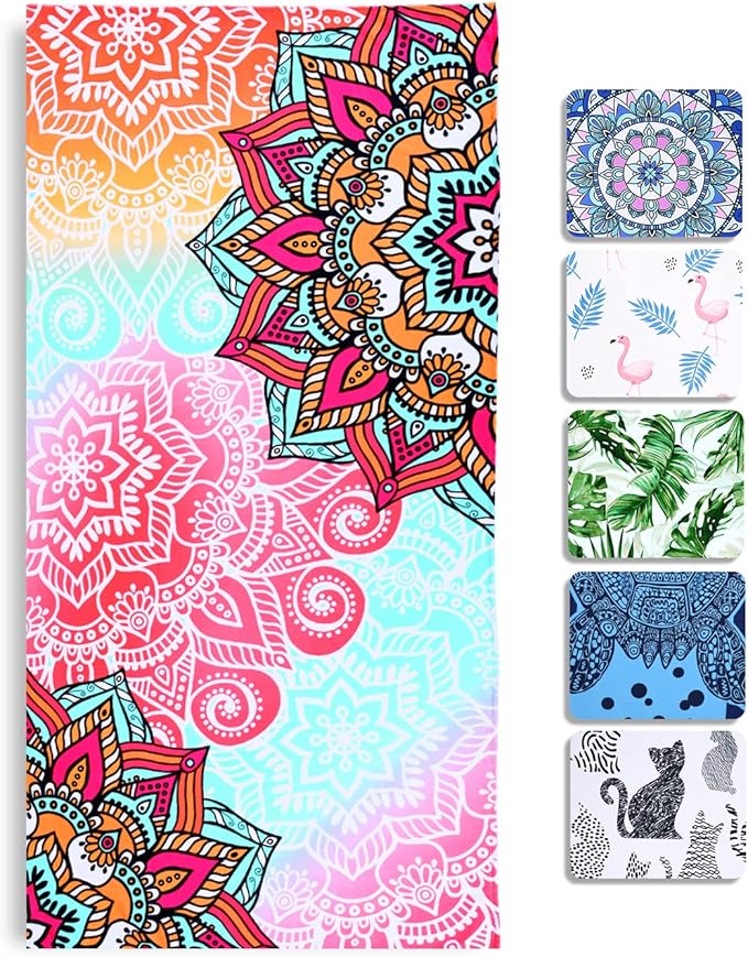 LIVILAN Pink Mandala Beach Towel, 30" x 60", Soft Microfiber, Quick Dry, Sand Free, Lightweight, Ideal for Pool, Swim, Bath, Shower, Perfect Boho Mandala Gifts for Girls, Women