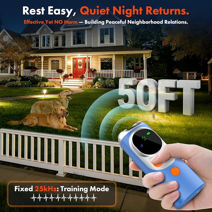 Anti Barking Device for Dogs, 2026 Upgraded LED Screen 50FT 3X Dog Trainer Ultrasonic Dog Bark Deterrent Devices Outdoor, No Bark Stopper for Neighbors Dog Barking Silencer, Bark Button for Dog