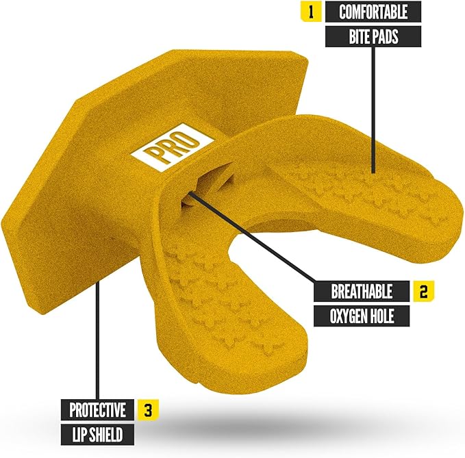 Nxtrnd One Pro Football Mouth Guard, Interchangeable Strap, Fits Adult & Youth (Gold)