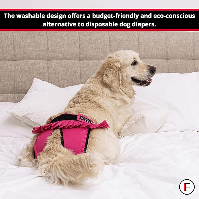 FINNERO Ballerina Dog Diaper – Washable, Reusable, Leak-Proof – Heat, Period & Urine Incontinence Protection – Comfortable, and Stylish Design – Adjustable Fit for Female Dogs – XXS, Checkered