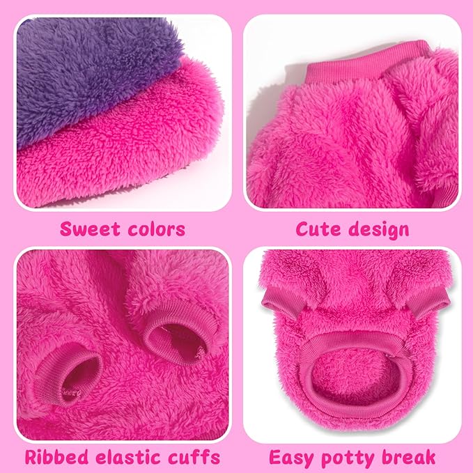 2 Pieces Dog Sweaters for Small Dogs Girl Fall Winter Warm Puppy Clothes Fleece Chihuahua Sweater Cute Small Pet Clothes for Puppy Cat, Medium
