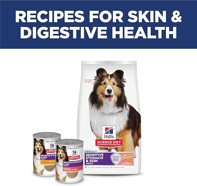Hill's Science Diet Adult 1-6 Sensitive Stomach & Skin Dry Dog Food, Salmon Recipe, 12 lb. Bag