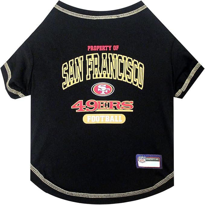NFL San Francisco 49ers Dog T-shirt X-Large. - Licensed Shirt for Pets Team Colored with Team Logos- Premium Stretchable Materials for the comfort of your Dog & Cat