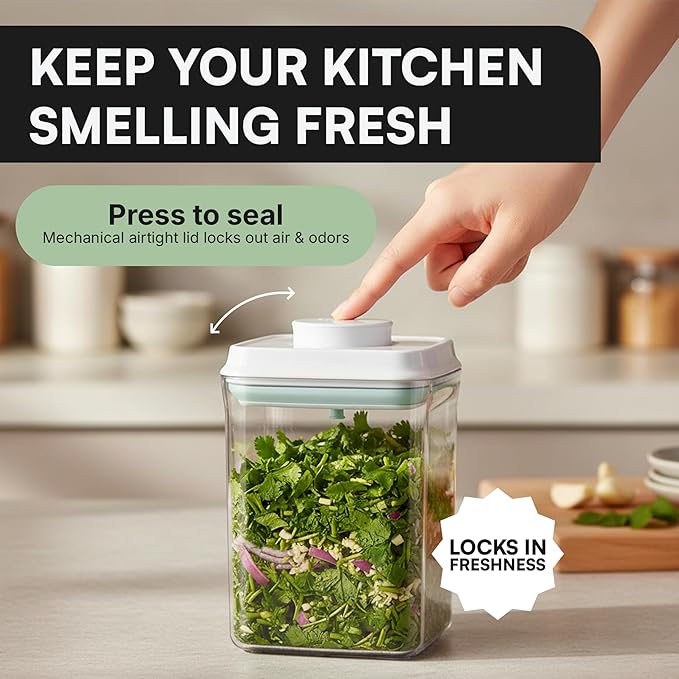 Bop Top Airtight Food Storage Containers with Lid 50 oz | Kitchen Canister Sets | Air Tight Pantry Container | Pop Top Dry Food Storage Containers for Snacks, Sugar, Flour, Baking, Cereal, Pasta