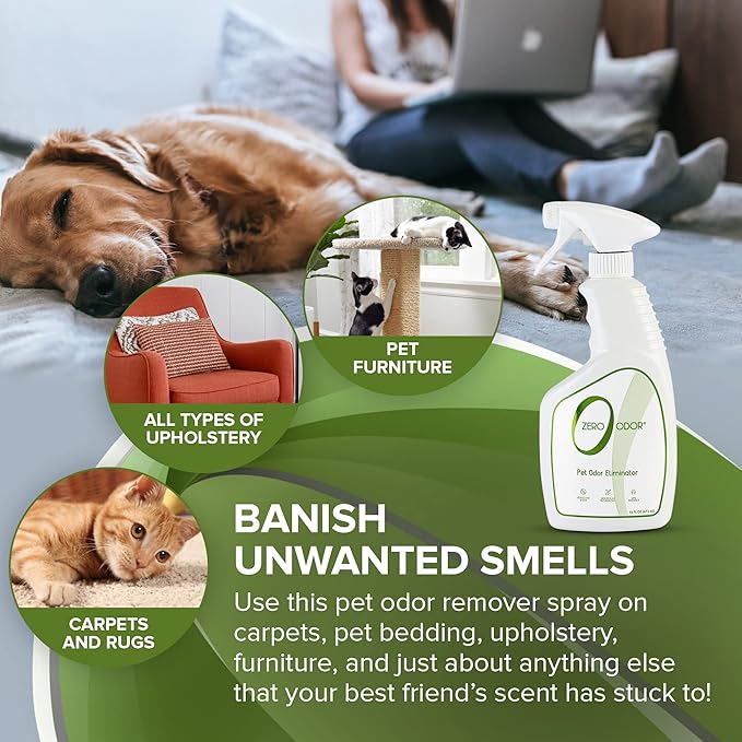 Zero Odor - Pet Odor Eliminator - Permanently Eliminate Air & Surface Odors 16 Oz – Litter Odor Eliminator 64oz Refill