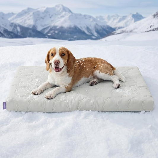 LE SURE Orthopedic Cooling Dog Beds Large Sized Dog, Q-Max>0.5 Cooling Mat with Removable Washable Cover, Breathable Egg Crate Foam Non-Slip Summer Pad for Active/Senior/Long-Haired Pets, 35x22 Inch