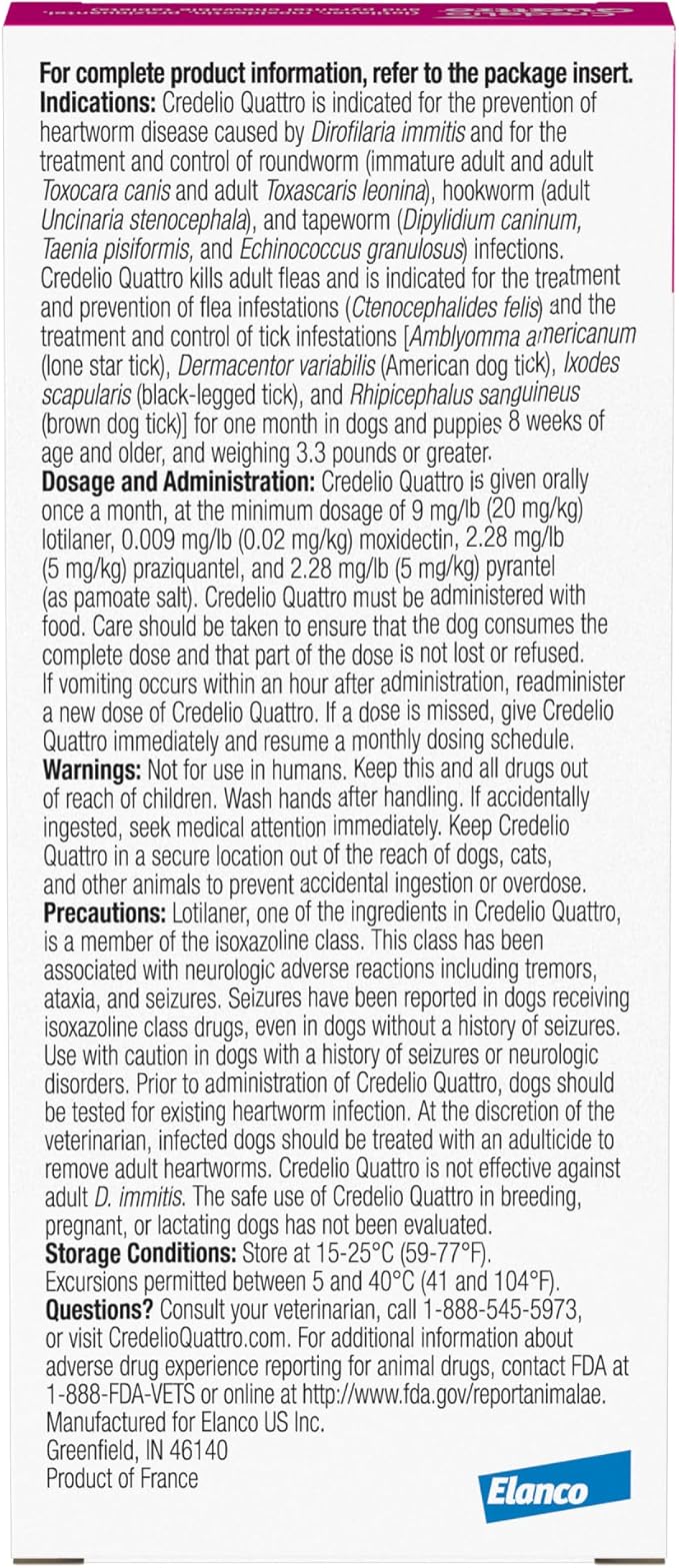 Credelio Quattro Dog Flea & Tick Treatment + Heartworm & Parasite Protection, 6.1-12 lbs (1 Chewable Tablet)